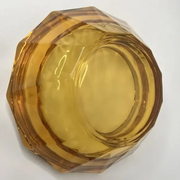 VTG Viking Amber Glass Covered Candy Dish Bowl Lid Diamond Point 7.5" - Picture 4 of 12